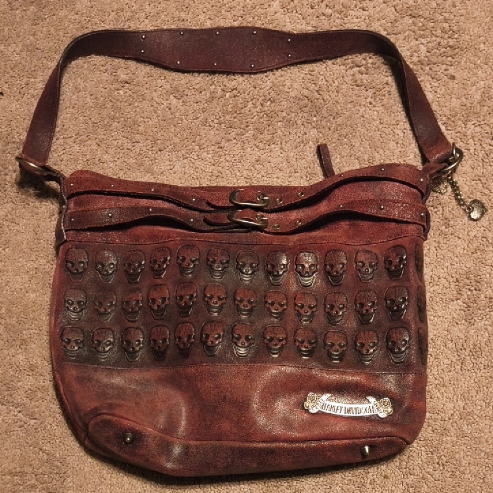 Harley-Davidson Purple Lost Soul Skull-Studded Hobo Bag